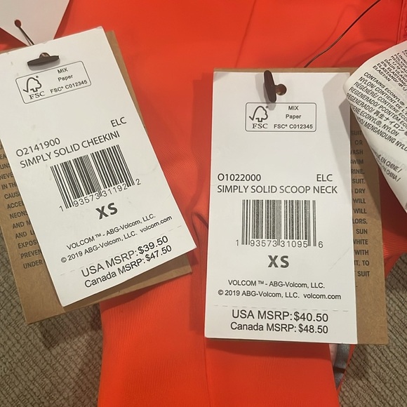 NEW Volcom Simply Solid Orange Cheekini Bikini Set size XS - Picture 9 of 11